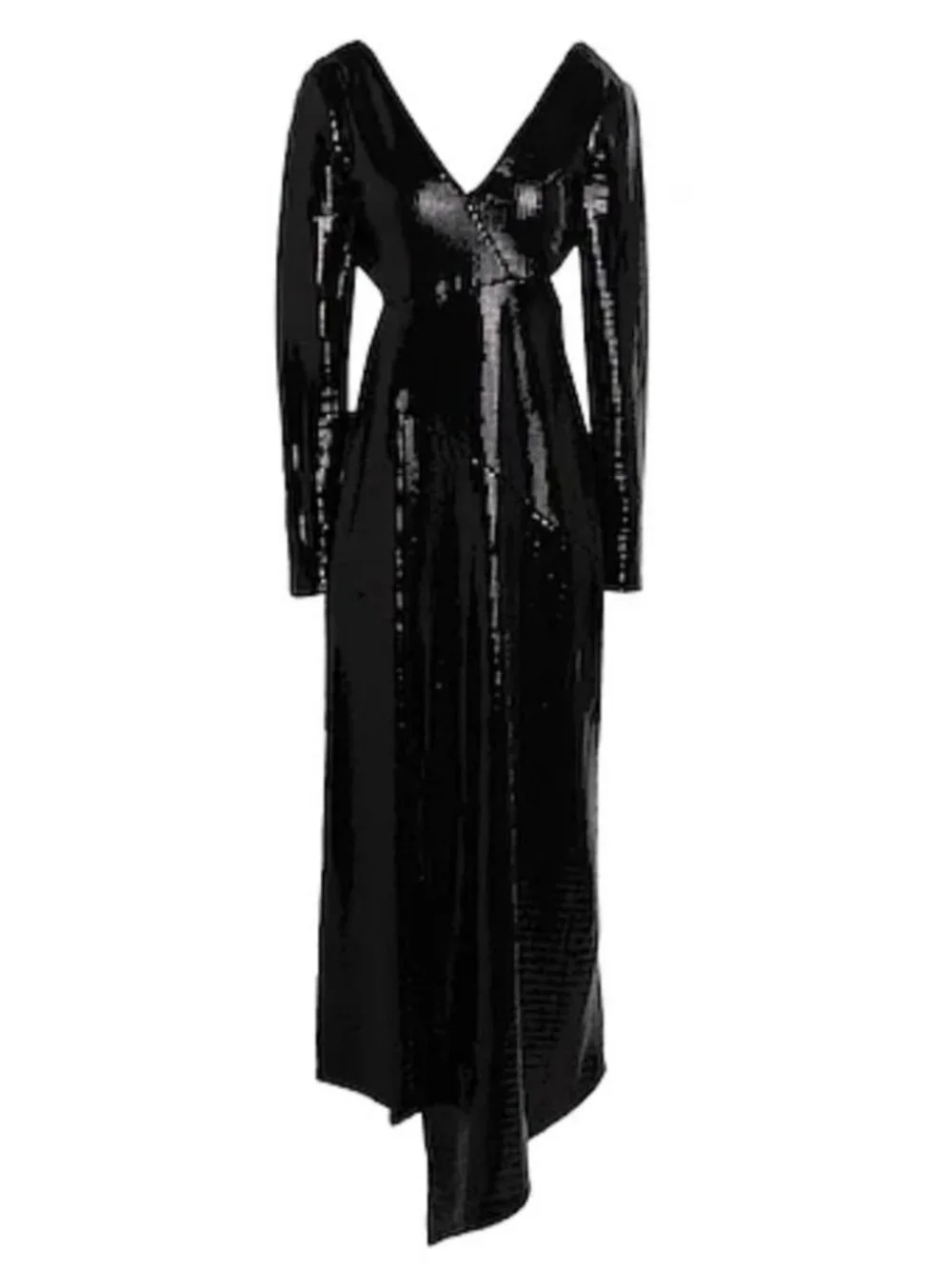 NWT Topshop Black Sequin Asymmetric Cutout Maxi Dress SZ 14 Mermaidcore